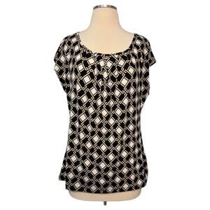 Women's L Banana Republic White & Black Pattern Top